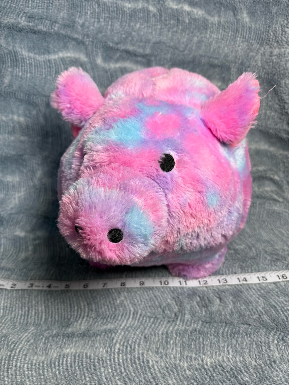 FAB-NY Jumbo Plush Piggy Bank Pink Blue Tie Dye Rainbow Pig Coin Bank 15”